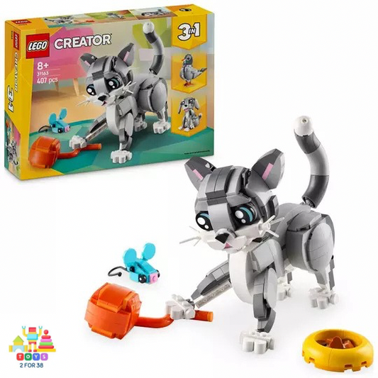 LEGO Creator 3in1 Playful Cat Figure, Toy Animal Set
