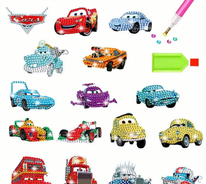 16pc cars Dimond art stickers