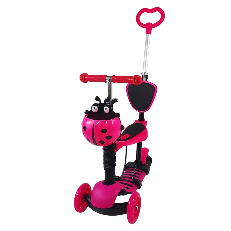 3in 1 Kids Adjustable Height Ladybug Scooter