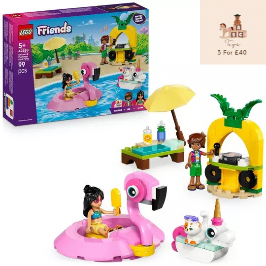 LEGO Friends Unicorn & Flamingo Pool Party Toy Set