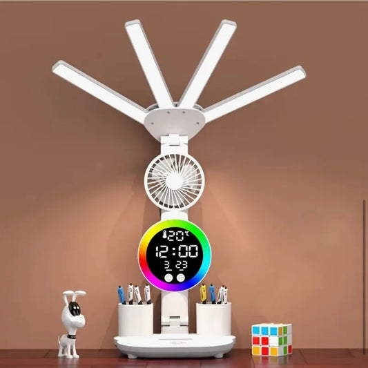 LED Folding Desk Lamp With Fan, Intelligent Touch
