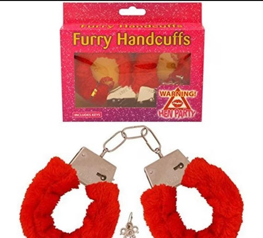 Fluffy red handcuffs