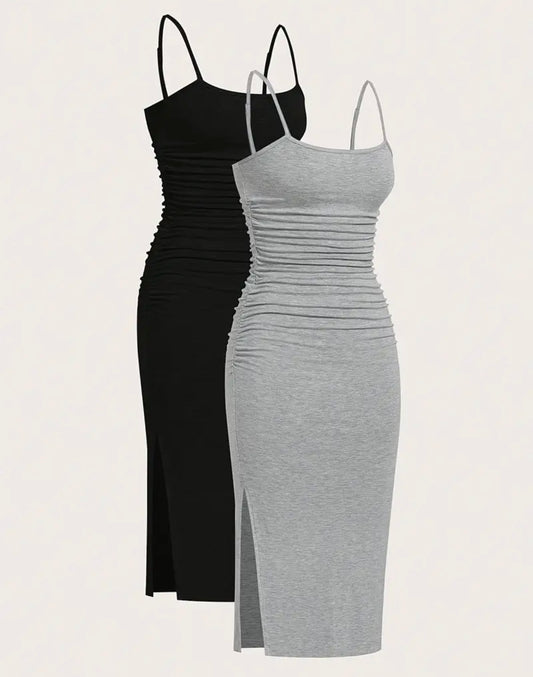 Women'S Summer Knitted Fitted Two-Piece Dress