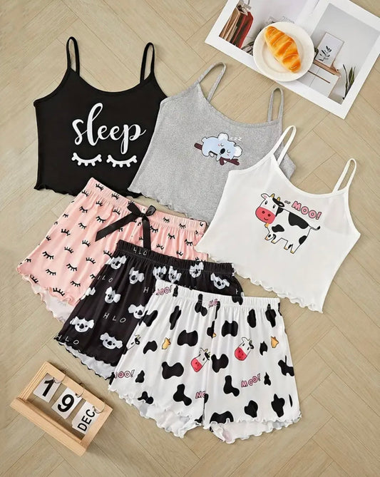 Women's Cute Three-Pack Pajama Set