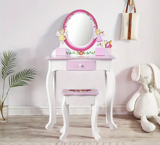 Fairy Wooden Vanity Table & Stool Set