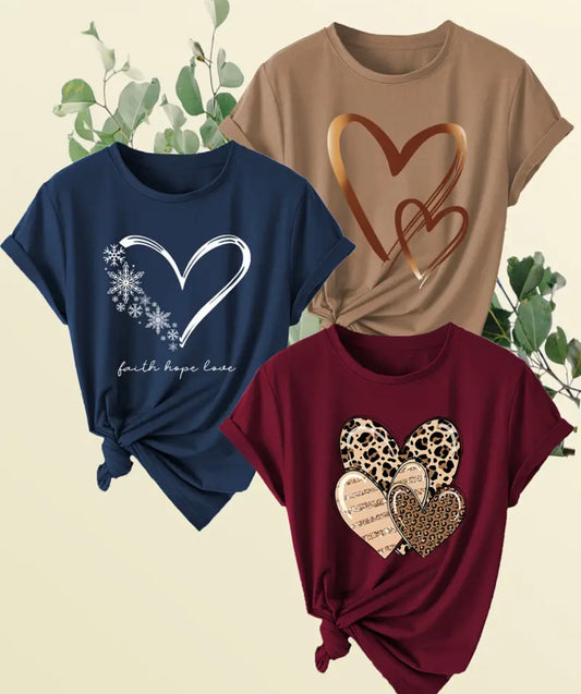 3-Pack Women's Casual Crew Neck T-Shirts