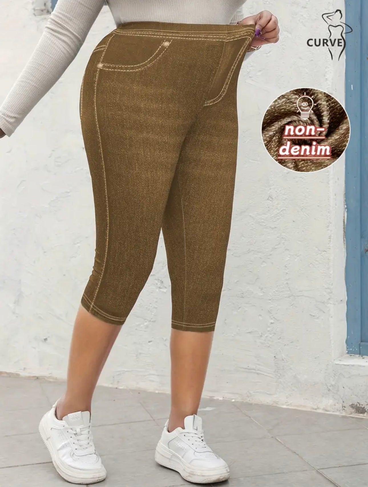 Plus Size Women's High-Waisted Stretchy 3/4 Leggings