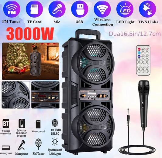 3000W Powerful Dual 6.5 Portable Wireless PA Speaker System