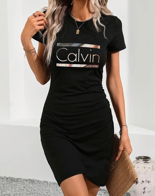 Women'S Casual "Calvin" Letter Print Dress
