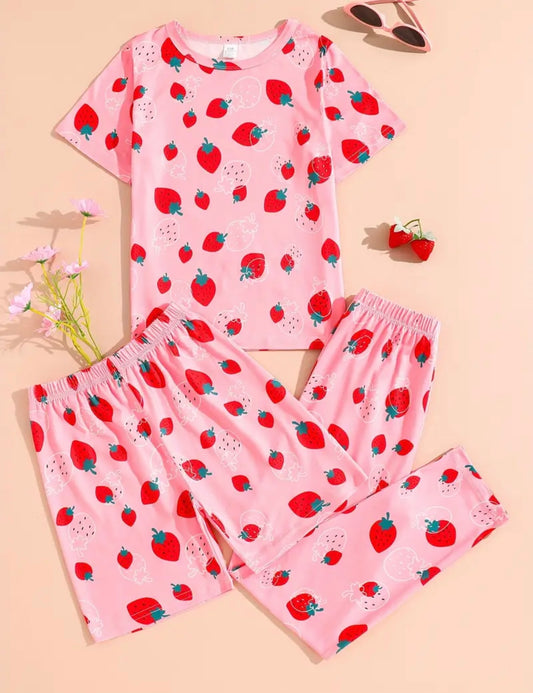 3pc cute strawberry pyjamas