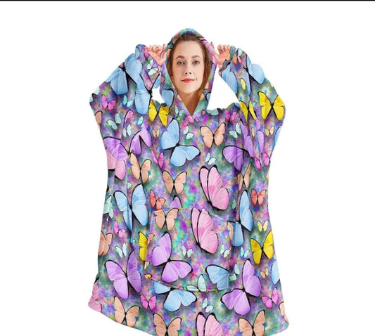 Ladies butterfly hoodie blanket