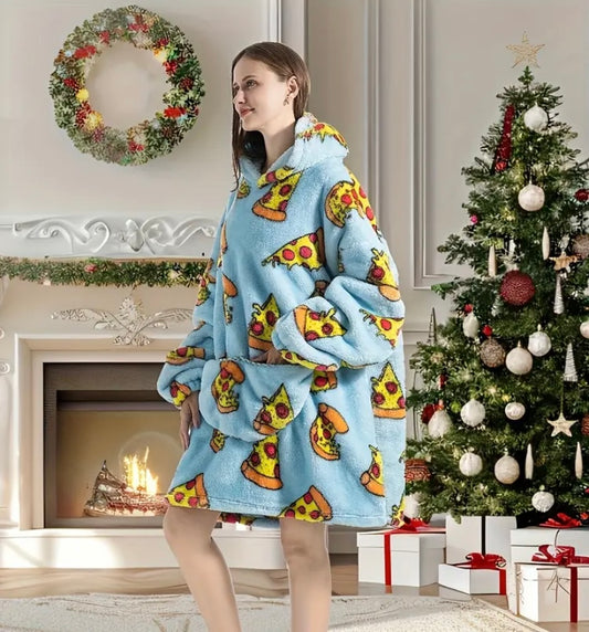 Ladies pizza hoodie blanket