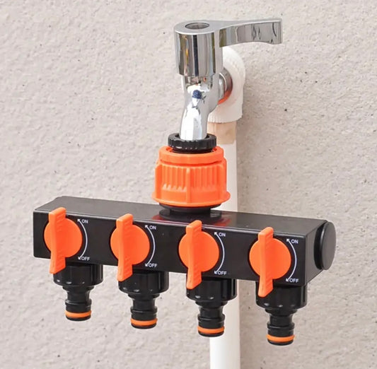 1pc Four-way Connector with Switch, Garden Hose Splitter
