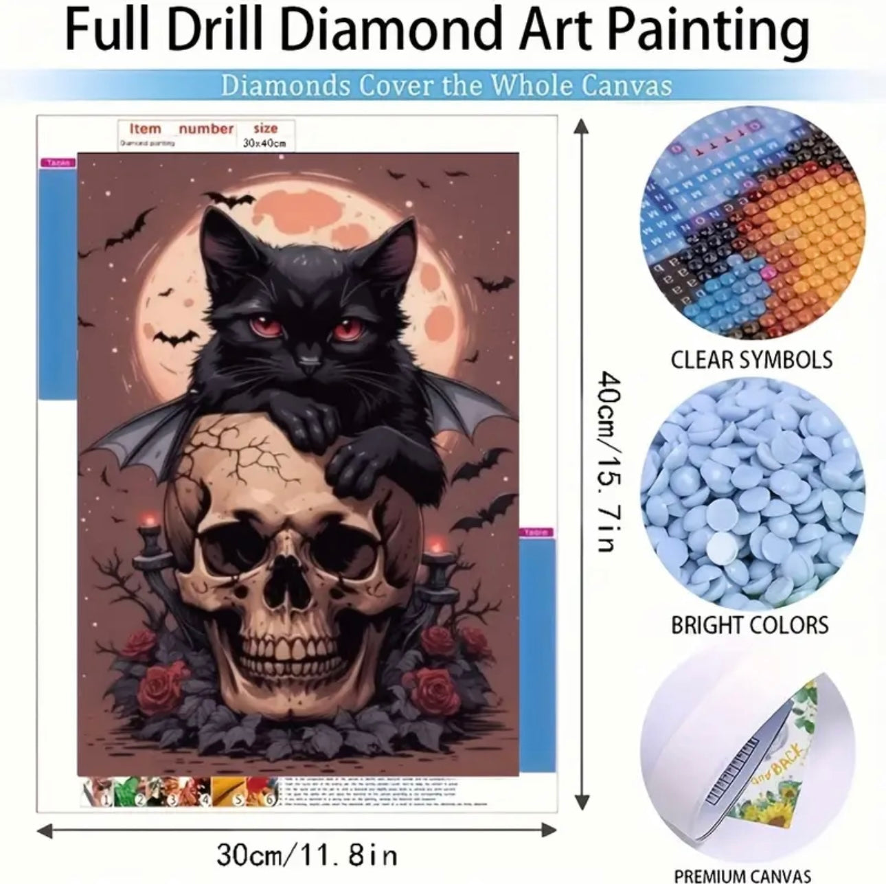 Dark Moon Cat Diamond Art