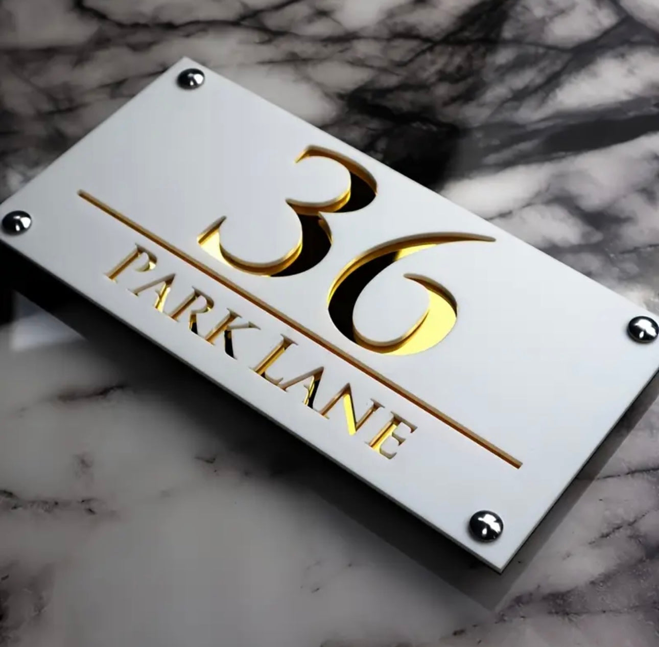 Custom laser cut house number sign