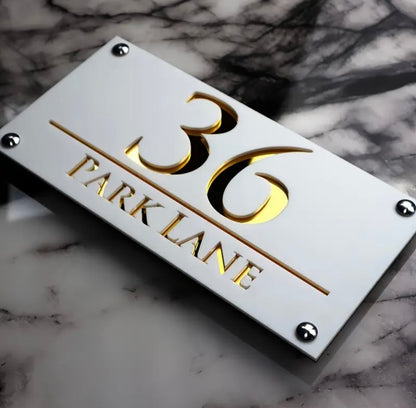 Custom laser cut house number sign