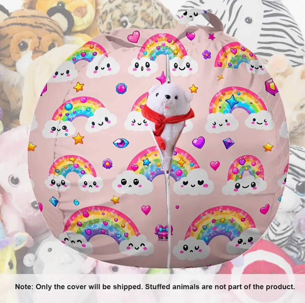 Large Stuffed Animal Storage Bean Bag Chair Cover