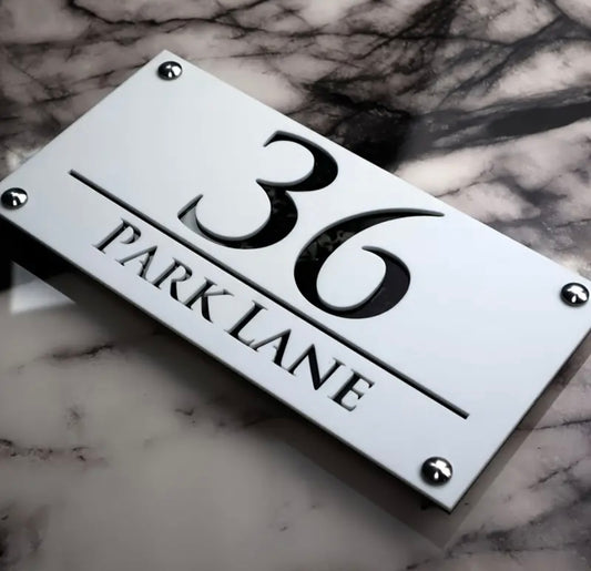 Custom laser cut house number sign