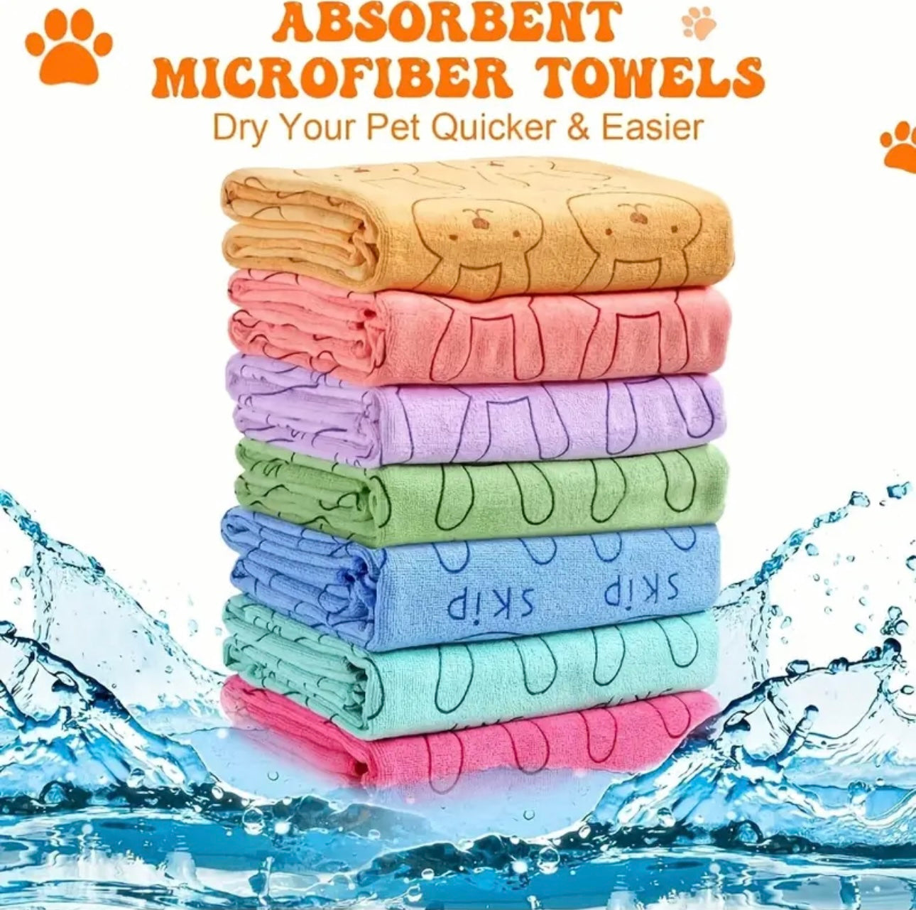 3pcs Quick-Dry Ultrafine Microfiber Towels for Pets