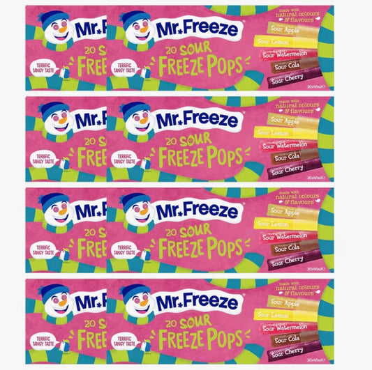 Mr Freeze Sour Freezepops – 160 x 45ml Ice Pops (8 Boxes of 20)