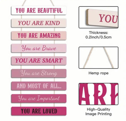 Positive Wooden Hanging Sign