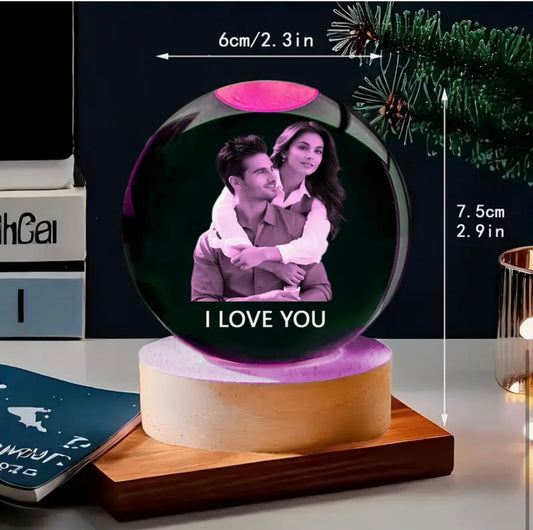 Customised Crystal Ball with Wooden Base