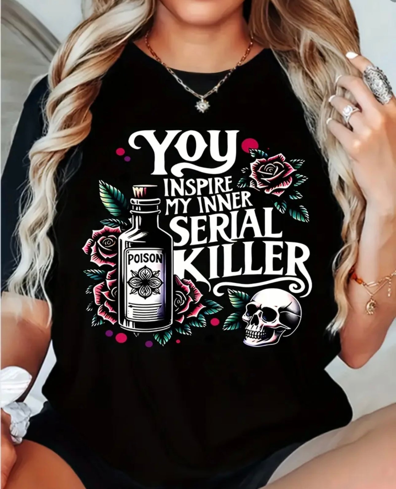 Plus Size Women's "You Inspire My Inner Killer" Graphic Top