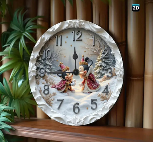 Mickey & Minnie Winter Snow Wall Clock