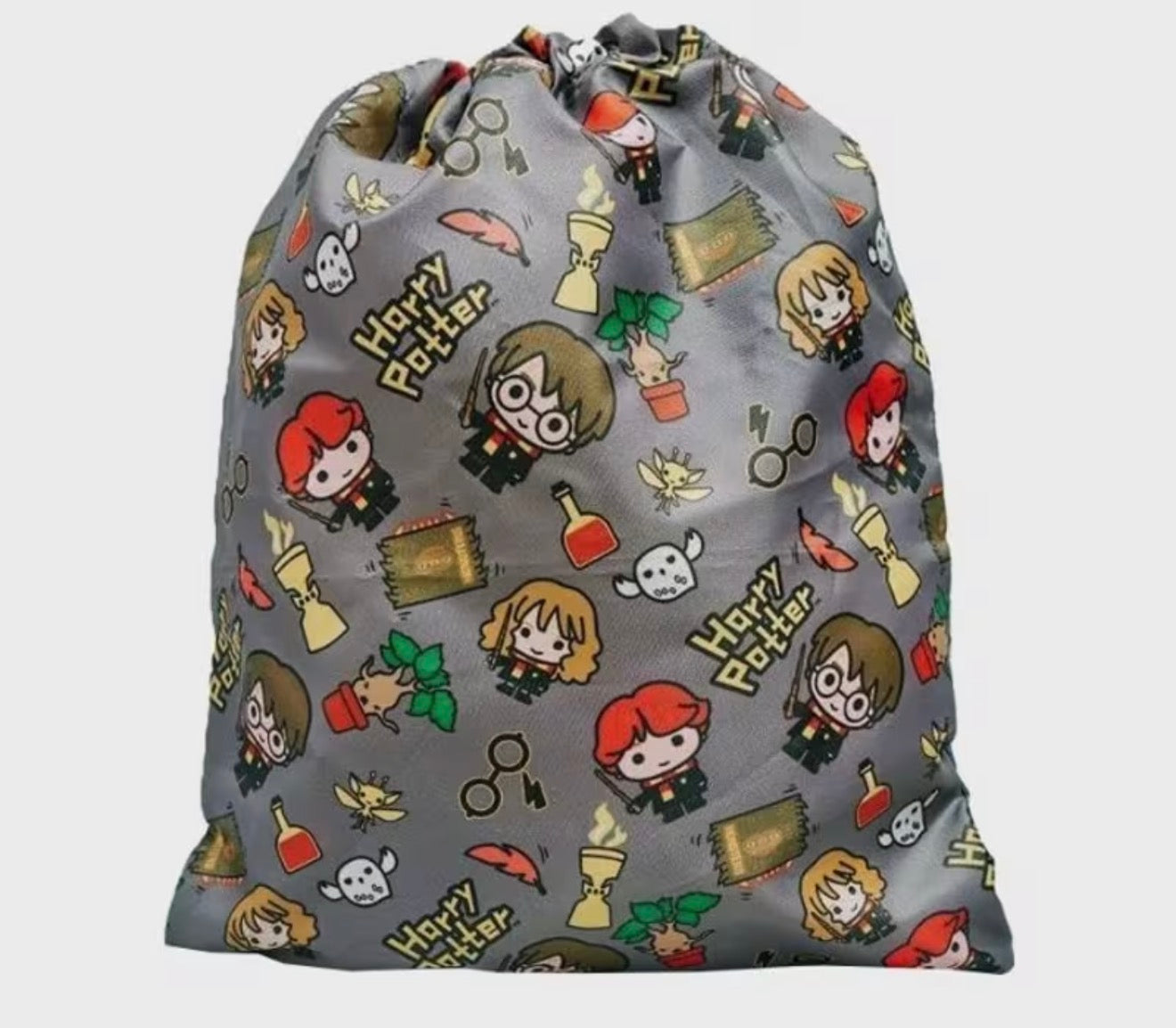 Harry Potter Drawstring Bag P.E. Gym School Swimming Sport Grey Charms Hermoine