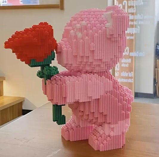 4008pcs building block combination rose bear
