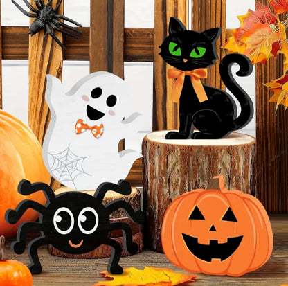 4pcs Set of Wooden Halloween Decorations
