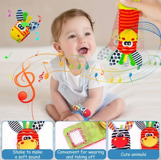 Newborn Baby Cartoon Animal Wrist Bell Rattle socks