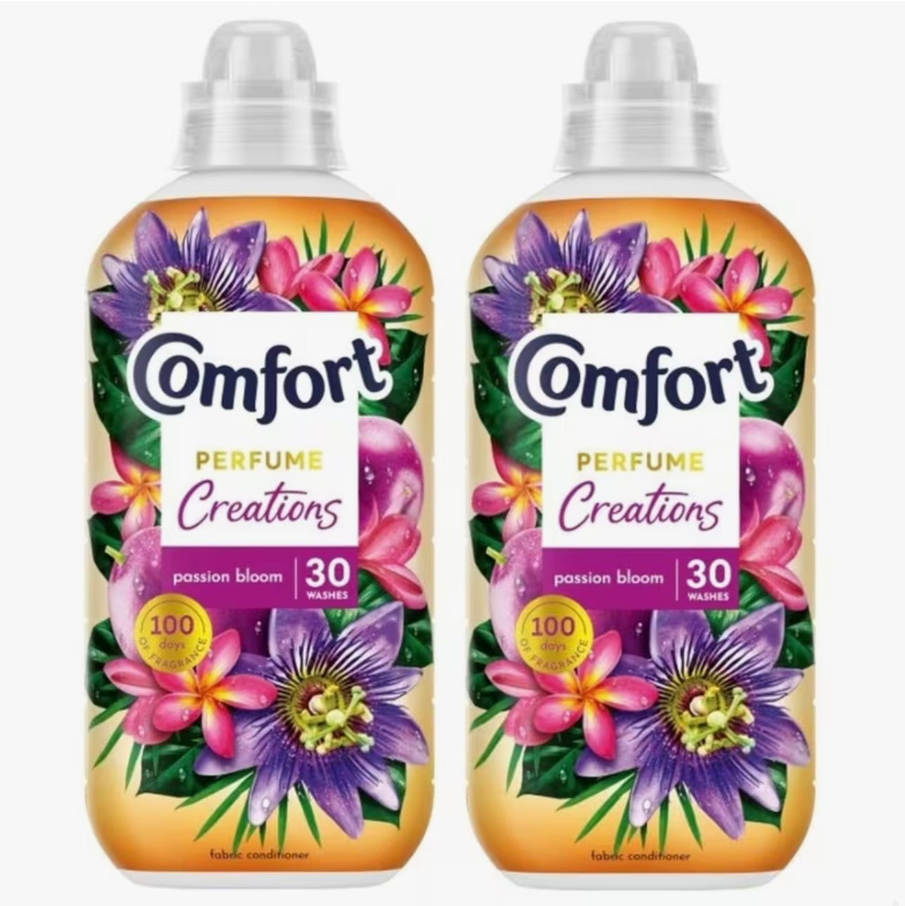 2 Packs x Comfort Perfume Creations Passion Bloom Fabric Conditioner, 30 washes (900 ml)