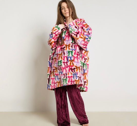 Multi Bow Print Hoodie Blanket - PRE-ORDER