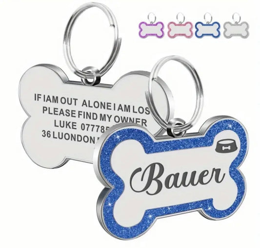 Personalized Glitter Dog Tag