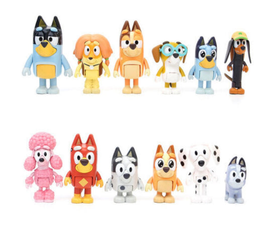 12Pcs Bluey Family And Friends Action Figures