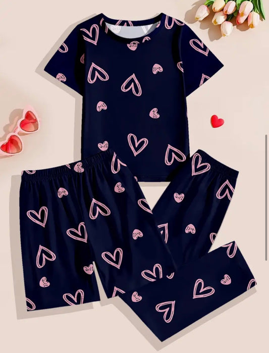 Love heart 3pc pyjamas