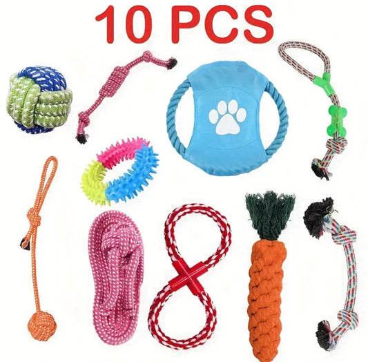 Dog 10Pc Strong Chew / Teething Toys