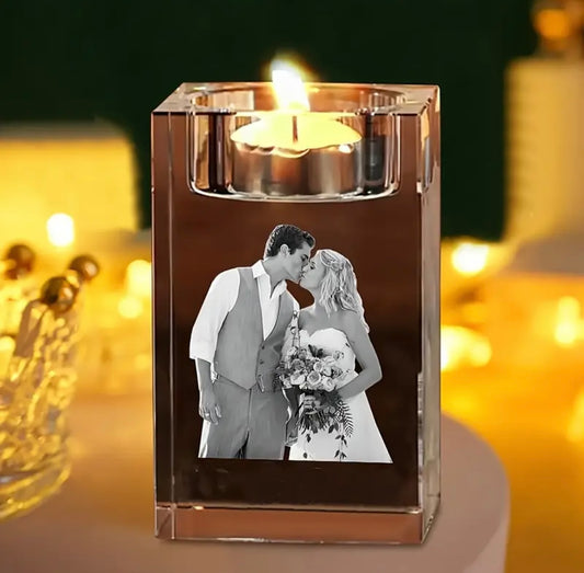 Custom Photo Crystal Glass Candle Holder