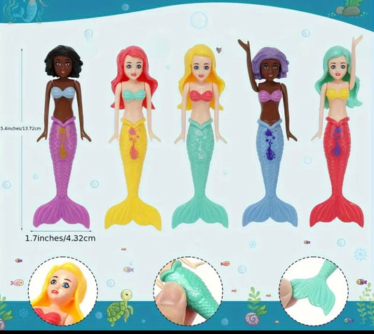Set of 5 mermaid bath toy