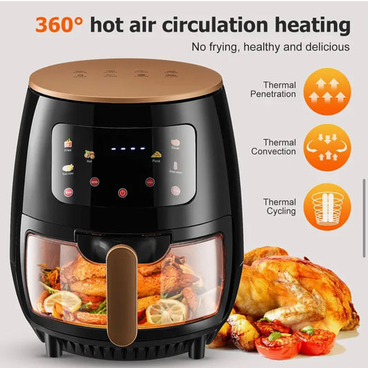 Air Fryer 6L Transparent New Large Capacity Touch Screen Multifunction Mini