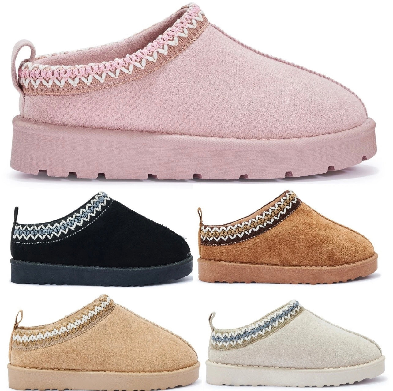 KIDS SLIP ON GIRLS WARM FAUX FUR LINED IN OUT DOOR SLIPPERS