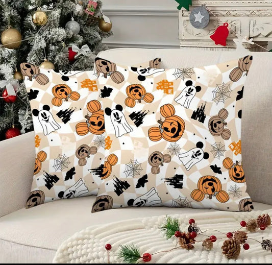 2pcs Halloween Mickey Mouse & Pumpkin Throw Pillow Covers