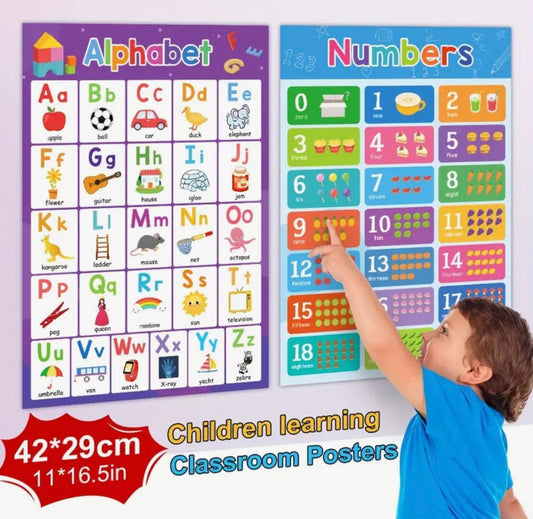 Set of 2 ABC Alphabet And Numbers 1 to 20 Posters
