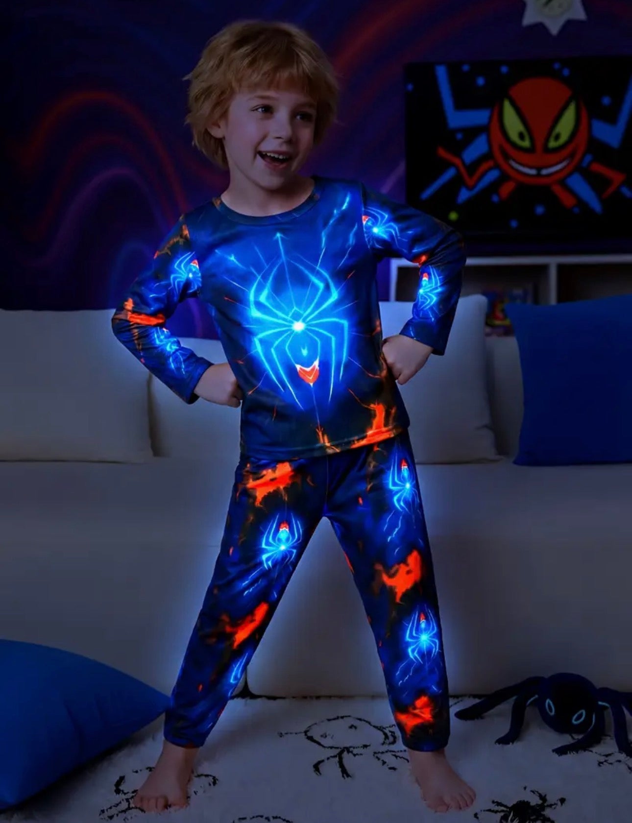 Glow in dark spider man pyjama