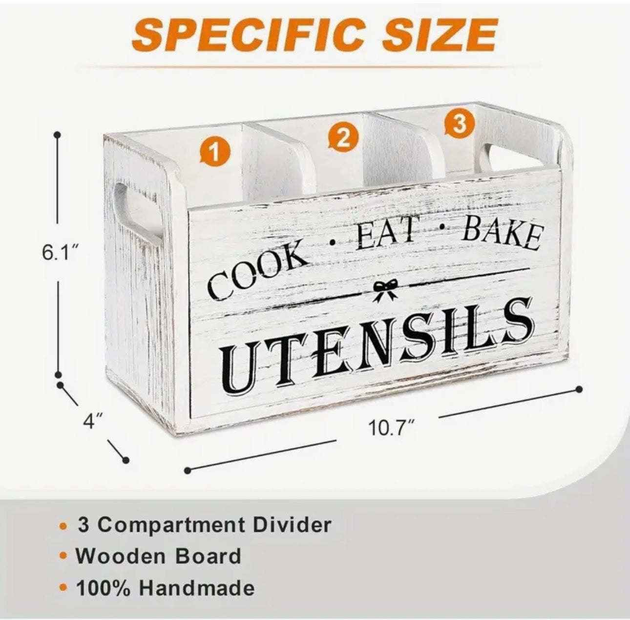 Kitchen Utensil Holder with 3 Compartments