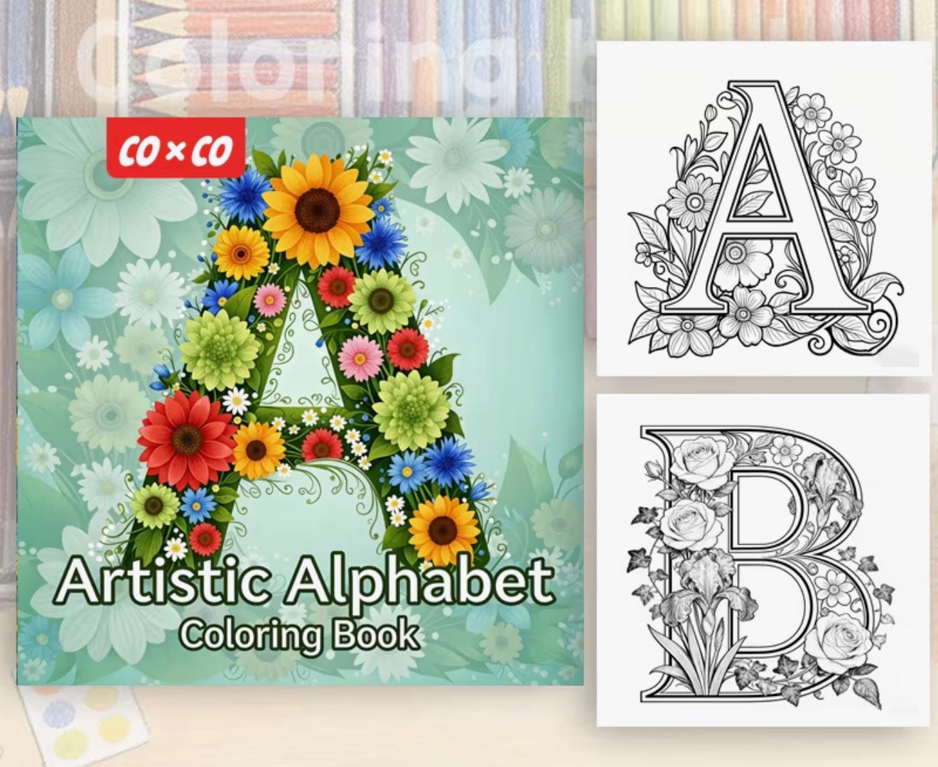 Exquisite Floral Lettering Adult Coloring Book
