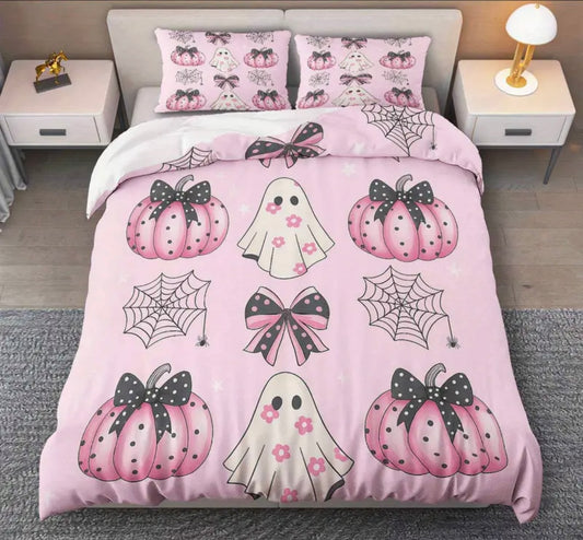 Pink Halloween Bedding Set