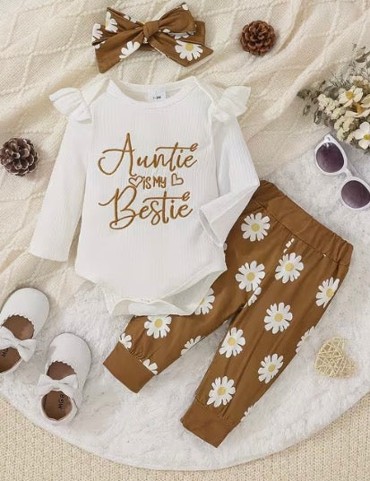 Baby Girl Letter Print Set + Bow