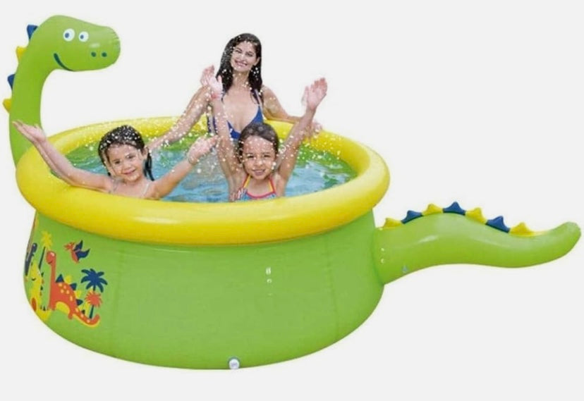 Baby Inflatable Paddling Pool Kids Garden Outdoor Dinosaur 175 x 62 cm
